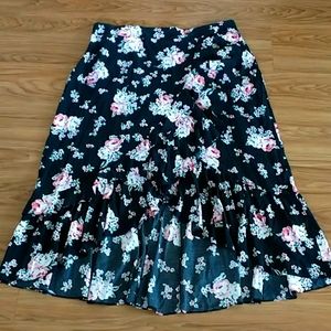 TORRID Floral Ruffle Challis Hilo Wrap Skirt Sz 3